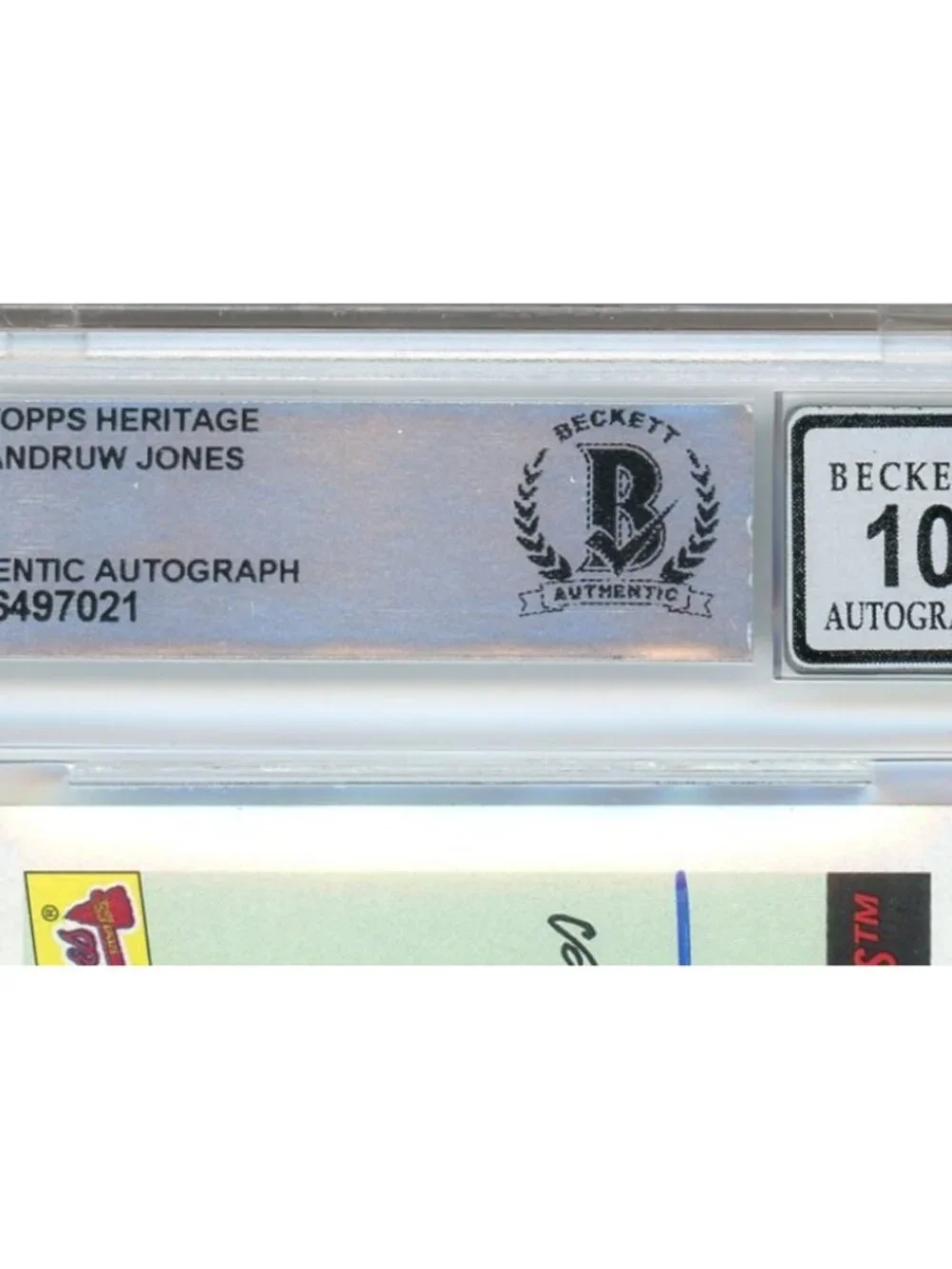 Andruw Jones Signed 2004 Topps Heritage #208 Baseball Card Beckett BAS Auto 10